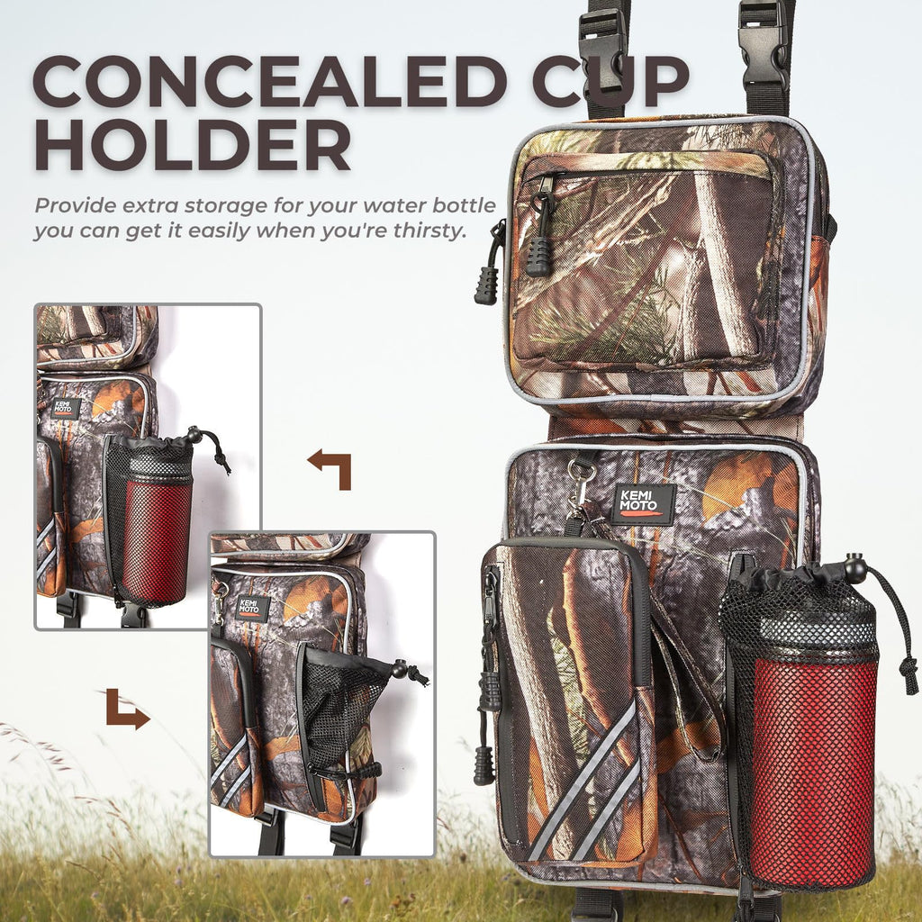 KEMIMOTO ATV Fender Bags, Detachable Gear Bags Water-resistance Saddle Bags with Water Holder Compatible with Sportsman Scrambler TRX FourTrax Outlander 570 Two Camo Storage Bags for ATV, Camo