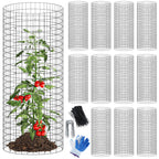 winemana 12 Set Plant Protectors Covers from Animals, 36 Pcs 24x12 Inch Metal Wire Garden Cages with Stakes & Ties, Outdoor Protection to Keep Rabbits Chickens Out for Flowers Vegetables (Black)