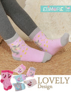 EBMORE Girls Kids Toddler Fluffy Socks Grips Non Slip Slipper Socks Warm Winter Cosy Hospital Gifts Socks Stocking Fillers 6 Pairs(Unicorn,4-7 Y)