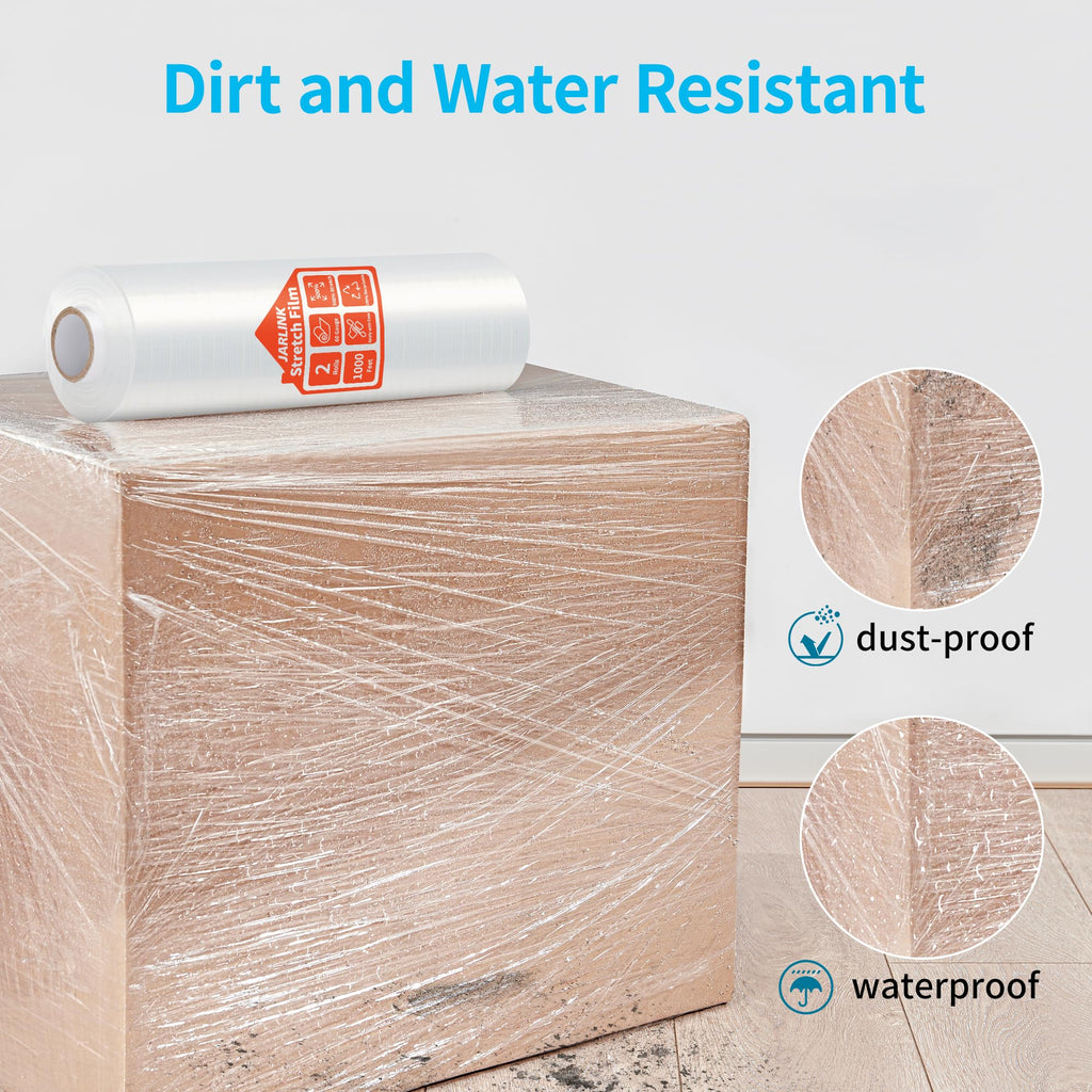 JARLINK Stretch Film, 15" x 1000' Shrink Pallet Wrap W/Handles, 60 Gauge