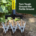 Heavy-Duty Rotary Cultivator with 2X Steel Tines for All Soil Types - Till, Aerate, Weed & Mix Soil | 60" Extra Long Handle