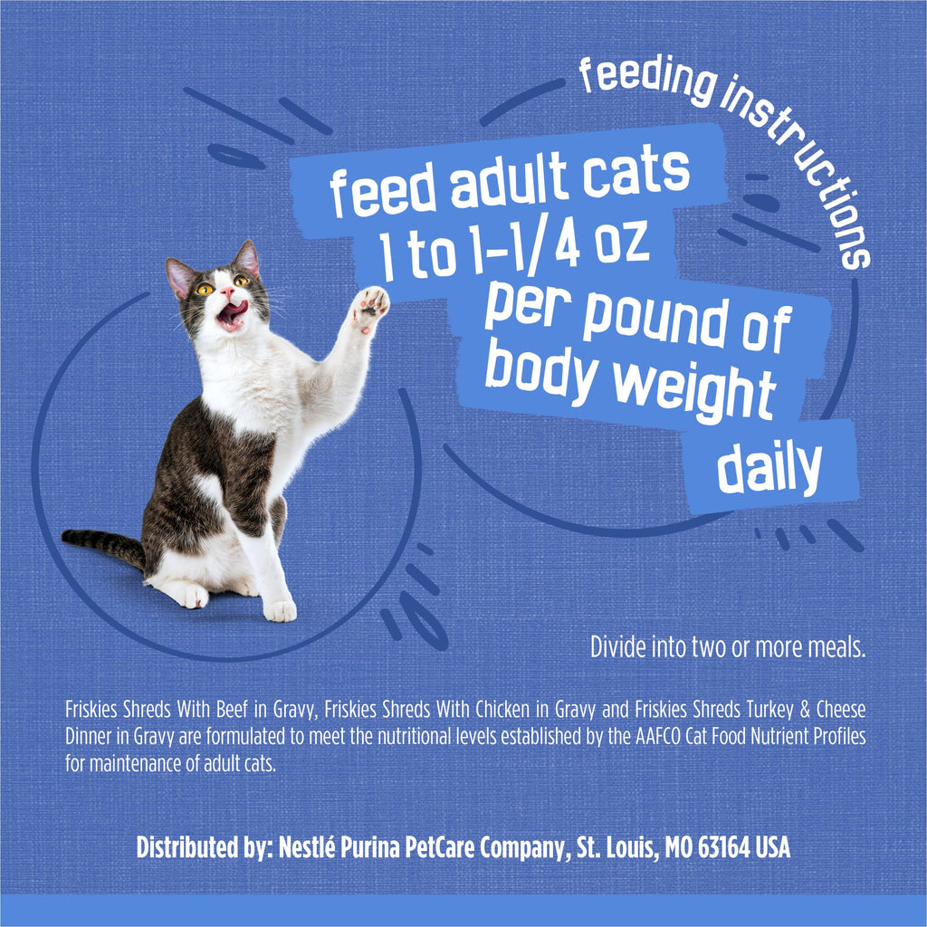 Friskies Purina Shreds Wet Cat Food in Gravy Variety Pack, (24) 5.5 oz Cans