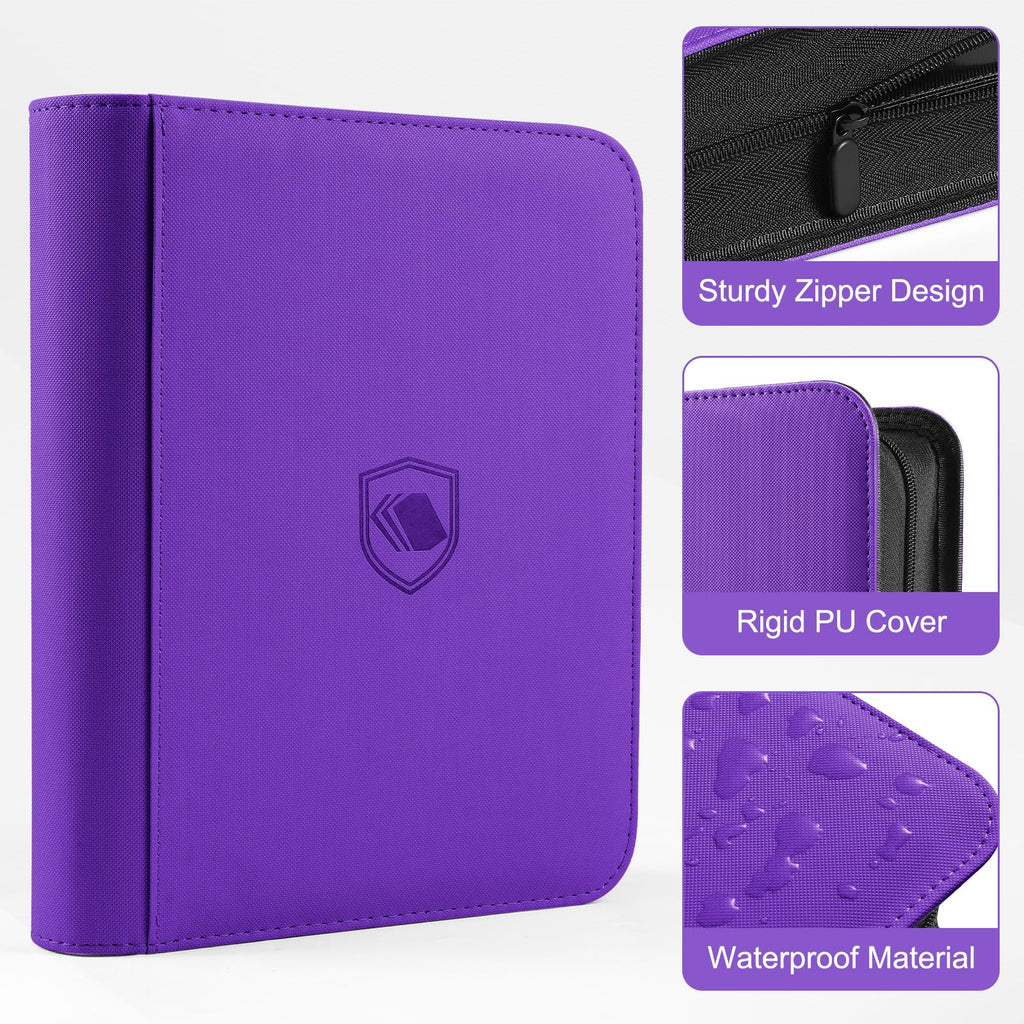 Toploader Binder, Holds 360 Toploaders, 100 Toploaders INCLUDED, 9-Pocket PU Cover Top Loader Binder for 3" x 4" Rigid Toploaders, Ringless Double-Sided Toploader Card Binder for TCG, Sport Cards