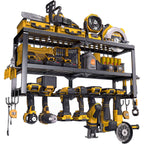 Spampur Power Tool Organizer for Tool Storage, Drill Holder Wall Mount with Screwdriver Organizer, Tool Holder for Garage Wall Organization, Heavy Duty Metal Tool Shelf with Battery Holder