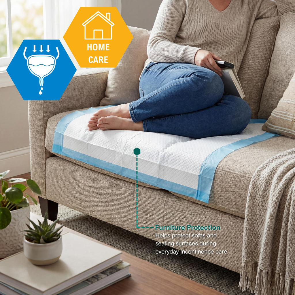 Medpride Disposable Underpads 17'' x 24'' (100-Count) Incontinence Pads, Bed Covers, Puppy Training | Thick, Super Absorbent Protection for Kids, Adults, Elderly | Liquid, Urine, Accidents