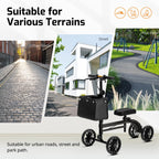 VitaSophy Knee Scooter with Disc Brake, Steerable Knee Walker for Adults,Foldable Rover Scooter forBroken Foot Injured Leg Crutch,Black