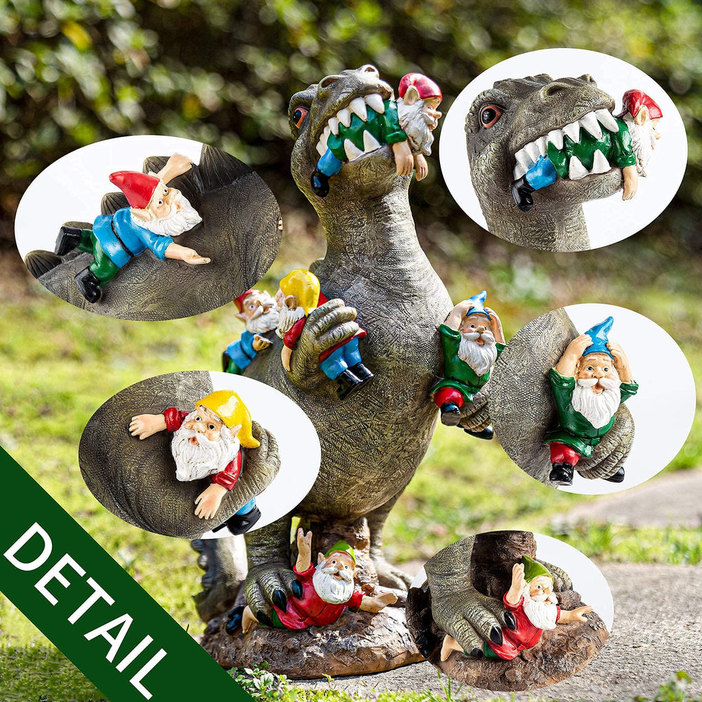 SOWSUN 14" Garden Gnomes Statue Dinosaur Outdoor Decor Gifts for Women