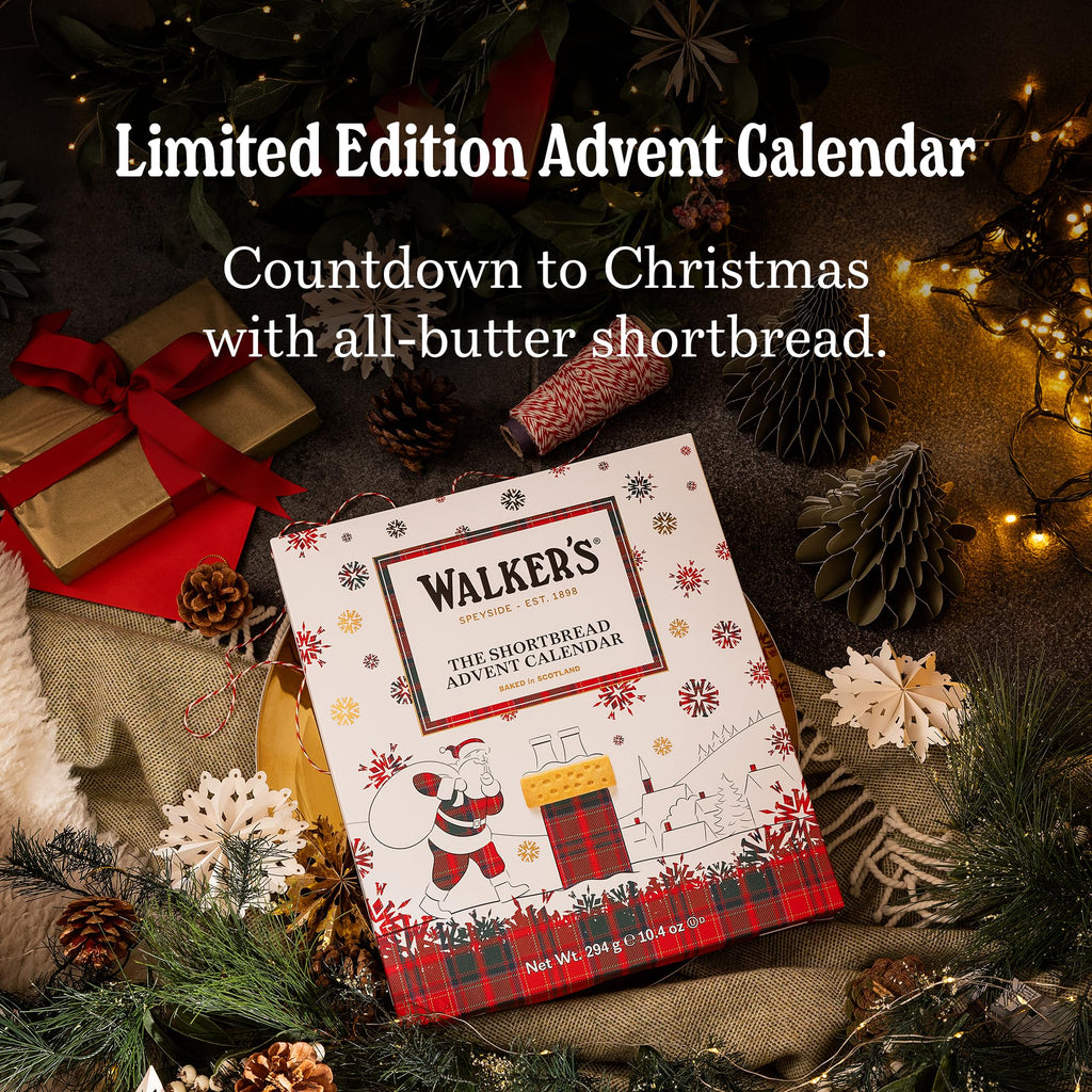 Walker’s 2026 Advent Calendar with Shortbread Cookies from Scotland - 24 Count (10.4 oz) - Limited Edition Cookie Box with Christmas Cookies in Various Shapes and Flavors