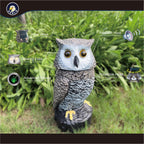 Ugold Solar Powered Garden Owl with Motion Detection, Rotating Head, Realistic Hoots and Silent Mode, Outdoor Statue and Sculpture, Owl Decoration for Home, Garden, Patio and Lawn