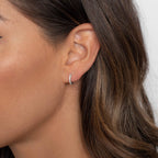 PAVOI Vermeil Hoop CZ Small Huggie Earrings for Women, White Gold