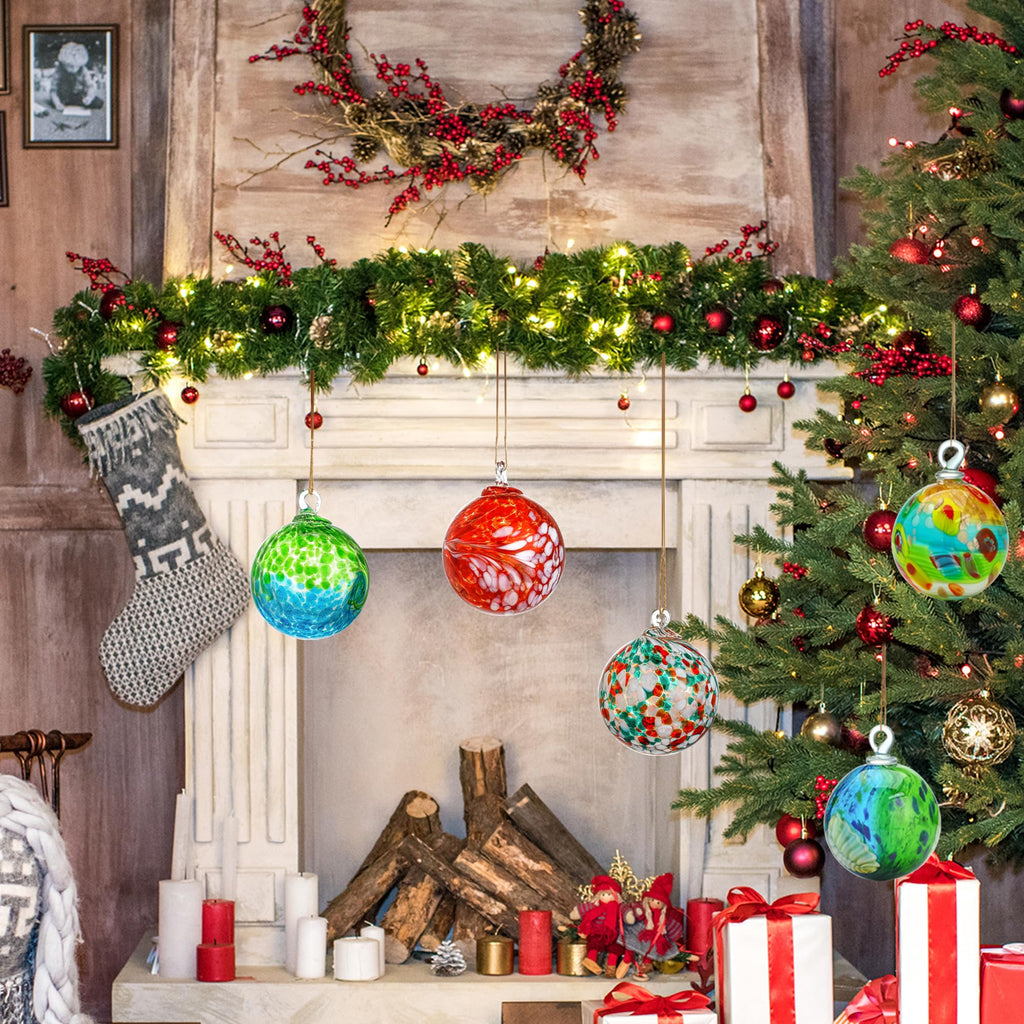 4 Inch Hand Blown Glass Gazing Balls Green Glass Christmas Ball Ornaments
