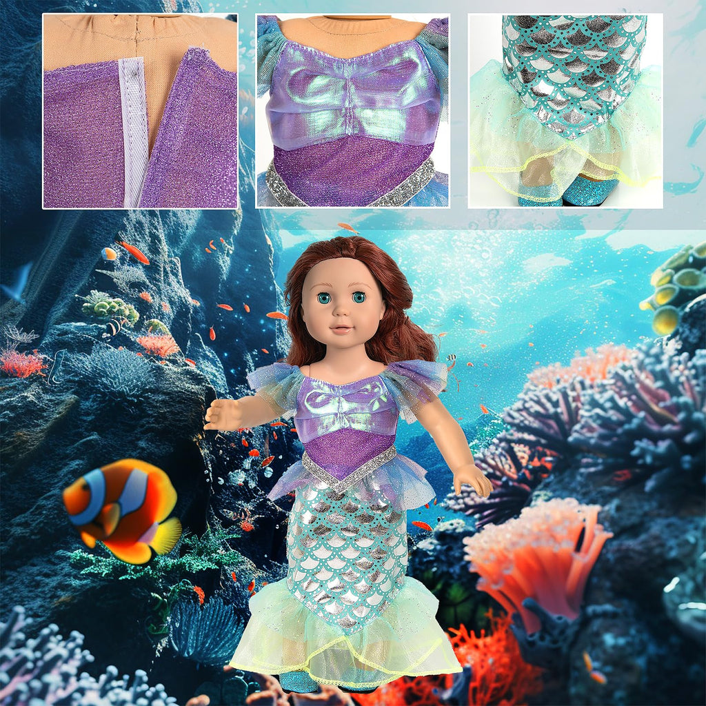 WONDOLL 18 inch Doll Clothes Accessories - 6Pcs Different Fairytale Costume Dress