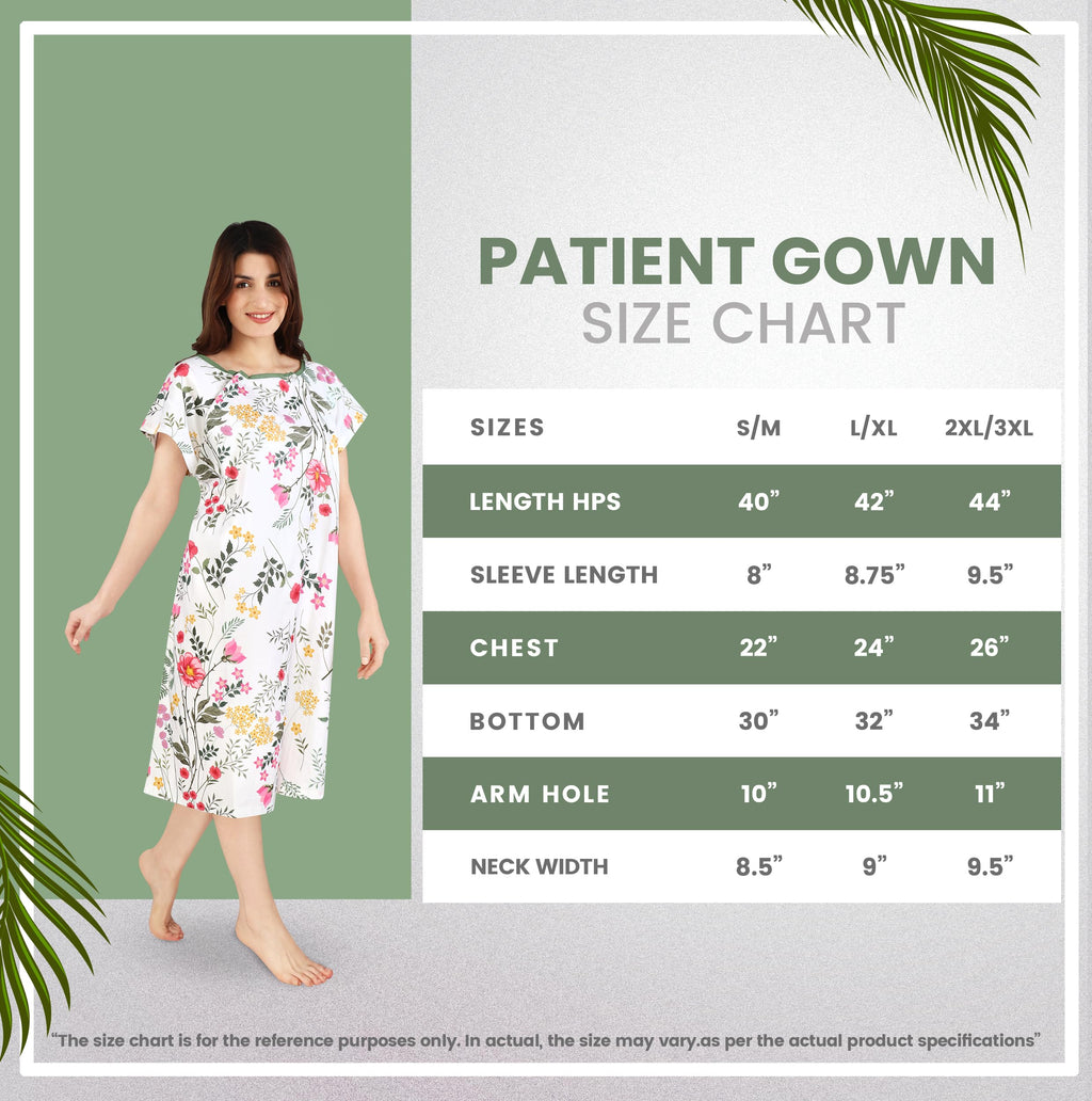 Utopia Care Women's Hospital Gown Soft Comfortable and Stylish Patient Gown, Small-Medium, Floral White