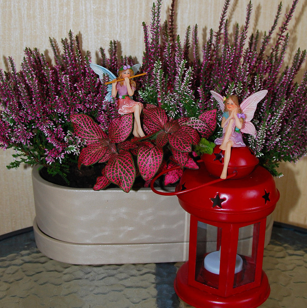 Mood Lab Fairy Garden Figurines - Sitting Fairies Set (2 pcs) - Miniature Decorative Statues - Outdoor Indoor Garden Decor
