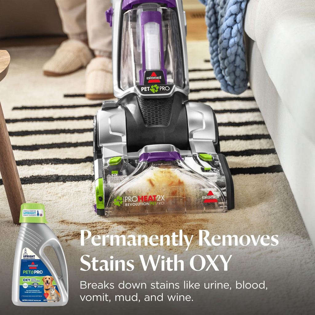 Bissell PET PRO OXY Urine Eliminator with Febreze Carpet Deep Clean Solution, with StainProtect Technology, for use in leading upright carpet cleaners, 48oz, Our best formula for pet messes & odors