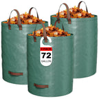 GreatBuddy 72 Gallon Leaf Bags Reusable 3 Pack, Heavy Duty Collapsible Lawn and Leaf Bag, Self-Standing with Top & Bottom Handles, PP Waterproof Yard Waste Bags for Leaves Grass Clippings Debris
