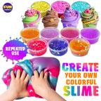 33 Cups Jumbo Slime Kit for Kids, FunKidz Premade Ultimate Slime Pack to DIY Soft, Cloud, Clear, Butter, Glitter, Glow in Dark Slime Making Kit Party Favors Gift Toys for Girls and Boys