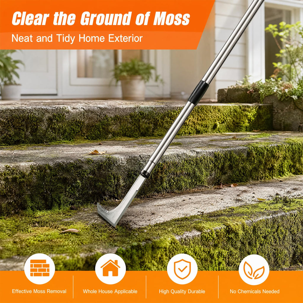 HORM 47.24'' Crack Weeder, Stainless Steel Manual Crevice Weeding Tool, Long Handle Weed Grabber Remover, L-Shaped Manual Weeder Puller, Durable Crevice Weeding Tool for Sidewalk Garden Lawn