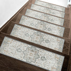 sarben Non Slip Stair Treads for Wooden Steps 15PCS - 8"x30" Indoor Safety Carpet, Edging Mats with TPE Adhesive Backing, Pet and Elderly Friendly Stair Rugs (Taupe)