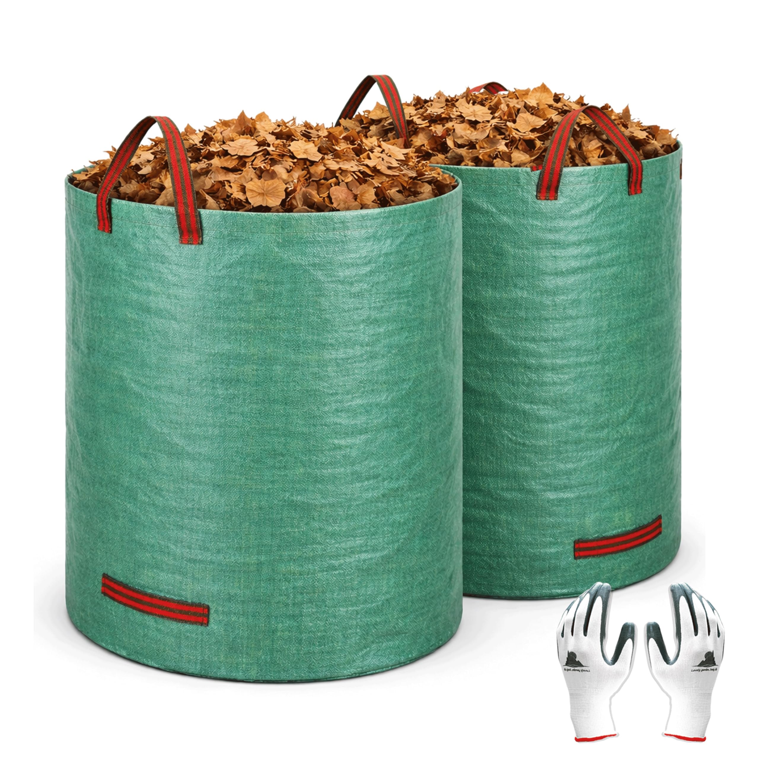 Gardzen 2 Pack 132 Gallon Yard Waste Bags Reusable Heavy Duty