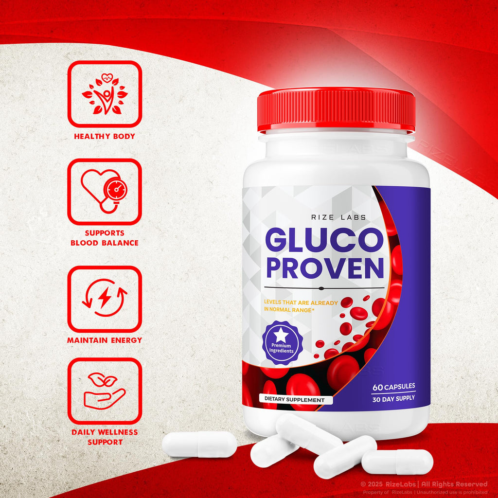 rize labs - Gluco Proven Capsules - Advanced Formula Supplement Pills, Maximum Strength Support, All Natural Plus Organic Non GMO (300 Capsules)