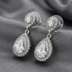 Mariell Cubic Zirconia Crystal Teardrop Dangle Bridal and Wedding Earrings, CZ Jewelry for Brides, Bridesmaids, Homecoming, Prom and Dressy Everyday Wear