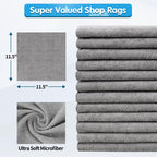 FIXSMITH Shop Towels, Pack of 150, Grey Microfiber Cleaning Cloth Bulk, Microfiber Towels for Cars, All-Purpose Absorbent Cleaning Rags, Dust Cloth for Automotive, Mechanic, Garage, 11.5 x 11.5 inch