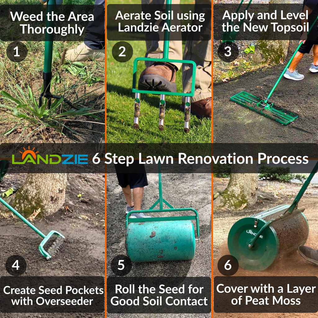 LANDZIE - The Original Lawn Leveling Rake – 36" Steel Handle Yard Leveler, Lawn Level Tool for Creating a Flat Surface - Works for Soil, Dirt, Topdressing, and Ground