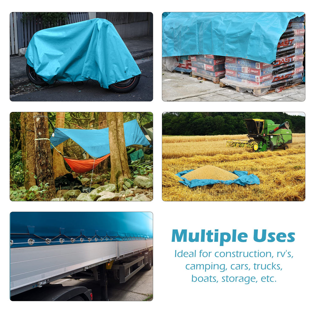 Tarps Heavy Duty Waterproof 10x12-12 mil Thick Camping Tent - Blue Tarp 10x12 UV Resistant, Rip & Tear Proof with Metal Grommets – Multipurpose Use for Camping, Tent, Boat, RV, Car, & Pool Cover