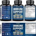 StrongVit Immune Support Supplement 12 in 1 Complex with Vitamin C, D3, Zinc, Echinacea, Elderberry, Ginger, Turmeric. Immune Defend for Men & Women, Non-GMO, Gluten-Free, Vegan, USA (120 Capsules)