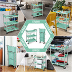 Olympia Tools 89-349 Pack-N-Roll Folding Collapsible Service Cart, 150LB Capacity, Teal