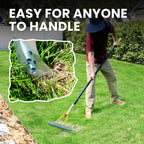 Thatch Rake for Lawn with 74inch Handle, 15 inch Dethatcher Rake for Grass to Cleaning Dead Grass, Efficient Steel Metal Rake for Dethatching, Heavy Duty Thatching Rakes for Garden, Yard