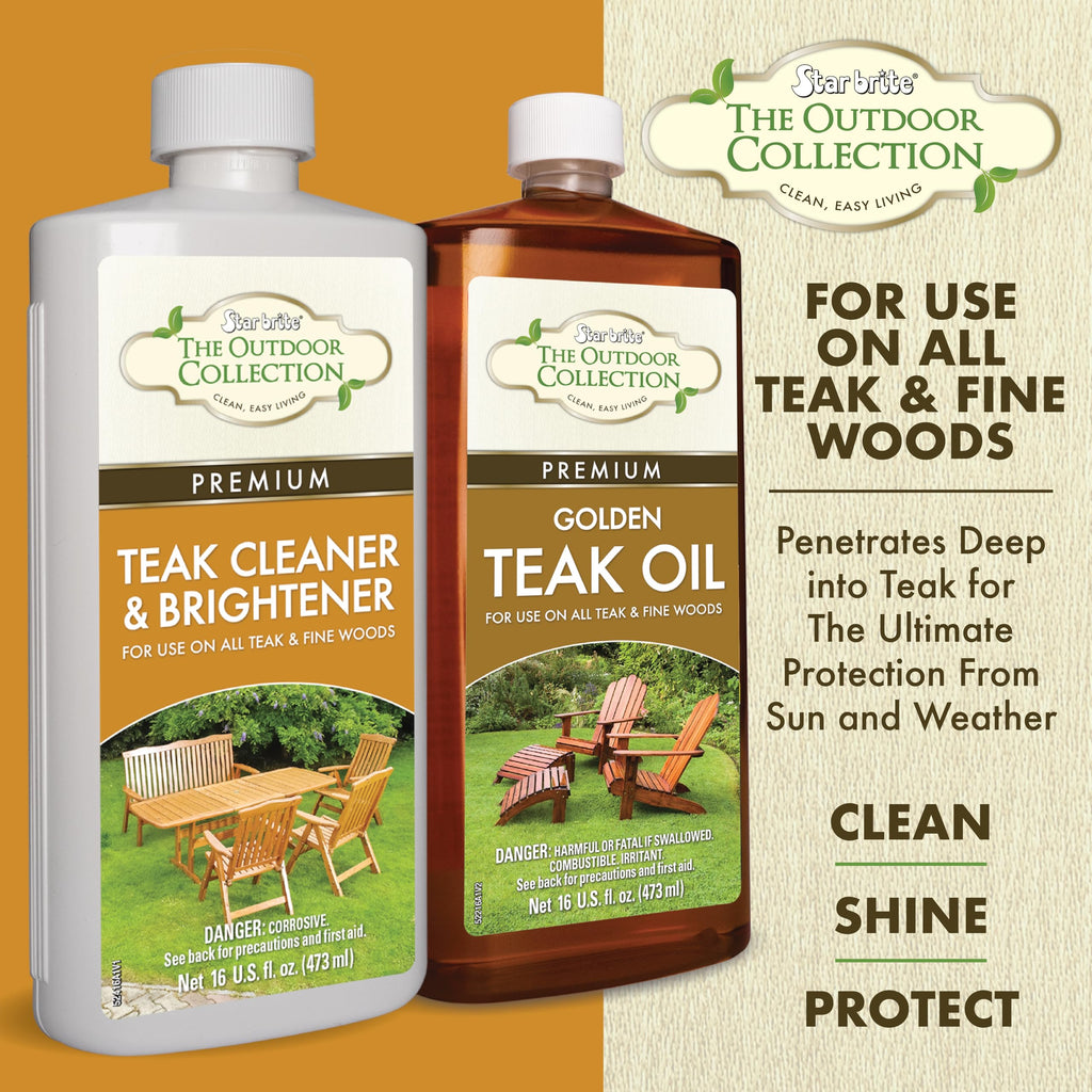 STAR BRITE Outdoor Collection Premium Golden Teak Oil - for Use On All Teak & Fine Woods - Ultimate Protection from Sun & Harsh Weather - 16 OZ (052216)