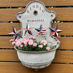 Morning View American Flag Barn Star Garden Stake Set of 4, Metal Patriotic Garden Stake Decorative USA Yard Signs Outdoor US Flags Lawn Porch for 4th of July Memorial Day 15.75 Inches Tall
