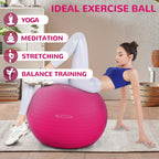 Fitvids Anti-Burst and Slip Resistant Exercise Ball for Yoga, Fitness, Birthing With Quick Pump - 2,000-Pound Capacity, Pink, 30-Inch, XL