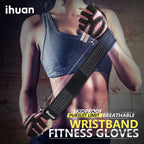 ihuan Ventilated Weight Lifting Gym Workout Gloves with Wrist Wrap Support for Men & Women, Full Palm Protection, for Weightlifting, Training, Climbing Fitness, Hanging, Pull ups