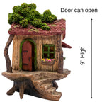 PRETMANNS Fairy Garden Tree House Outdoor Door Opens, 9"x 4" W High