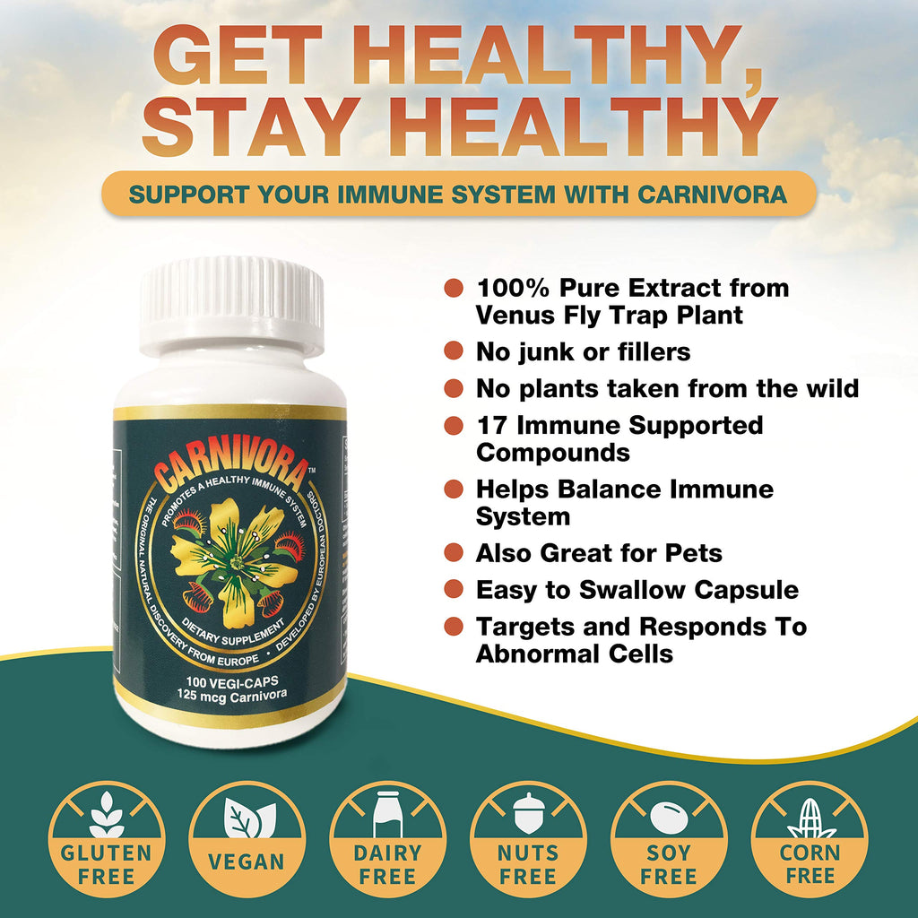 Carnivora Vegi-Caps - Gluten Free, Vegan Friendly Capsules to Strengthen and Support Your Immune System (100 Capsules)