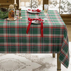 Romanstile Christmas Checkered Tablecloth Rectangle - 54 x 120 Inch - Green Buffalo Plaid Cotton Flannel Table Cloths, Xmas Winter Stain Resistant Washable Table Cover for Holiday/Party/Dining Decor