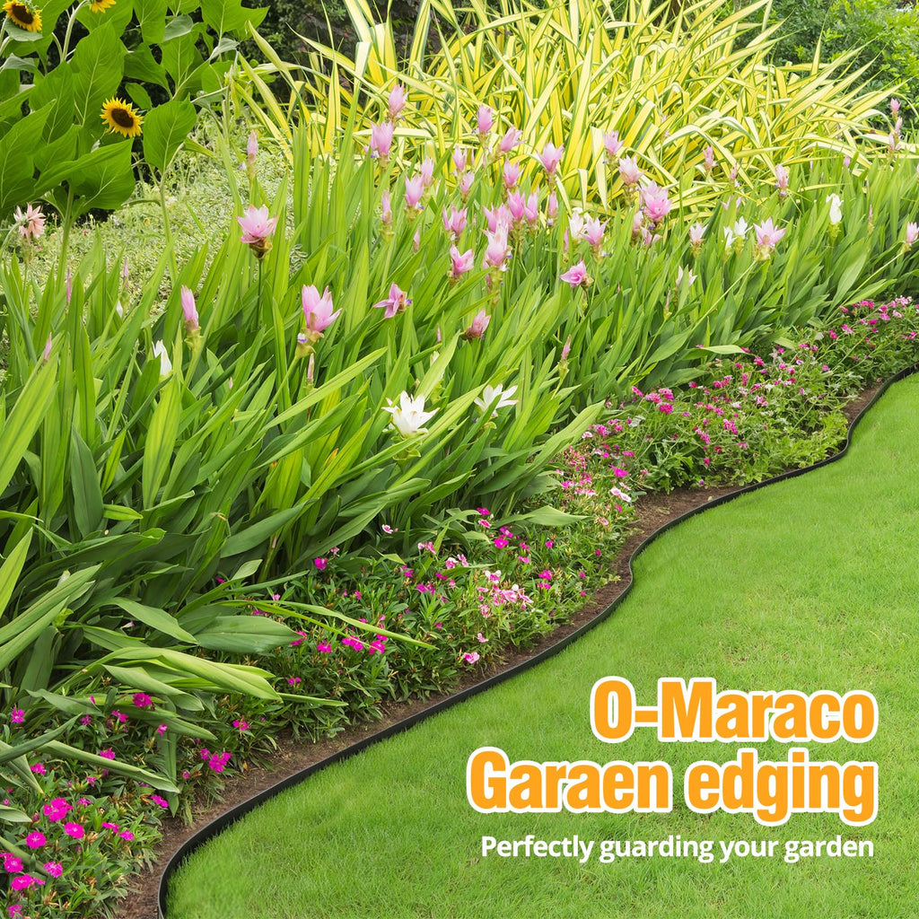 40FT Landscape Edging No-Dig, 2 Inch Tall Heavy Duty Plastic Garden Edging Border with 40 Anchoring Spikes for Lawn, Flower Bed & Decorative Yard