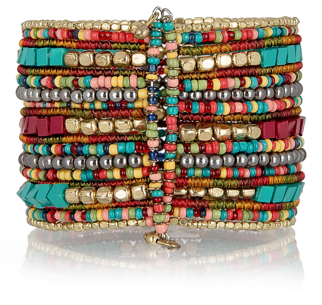 SPUNKYsoul Boho Cuff Bracelets, Women Adjustable Stackable Beaded Accessory