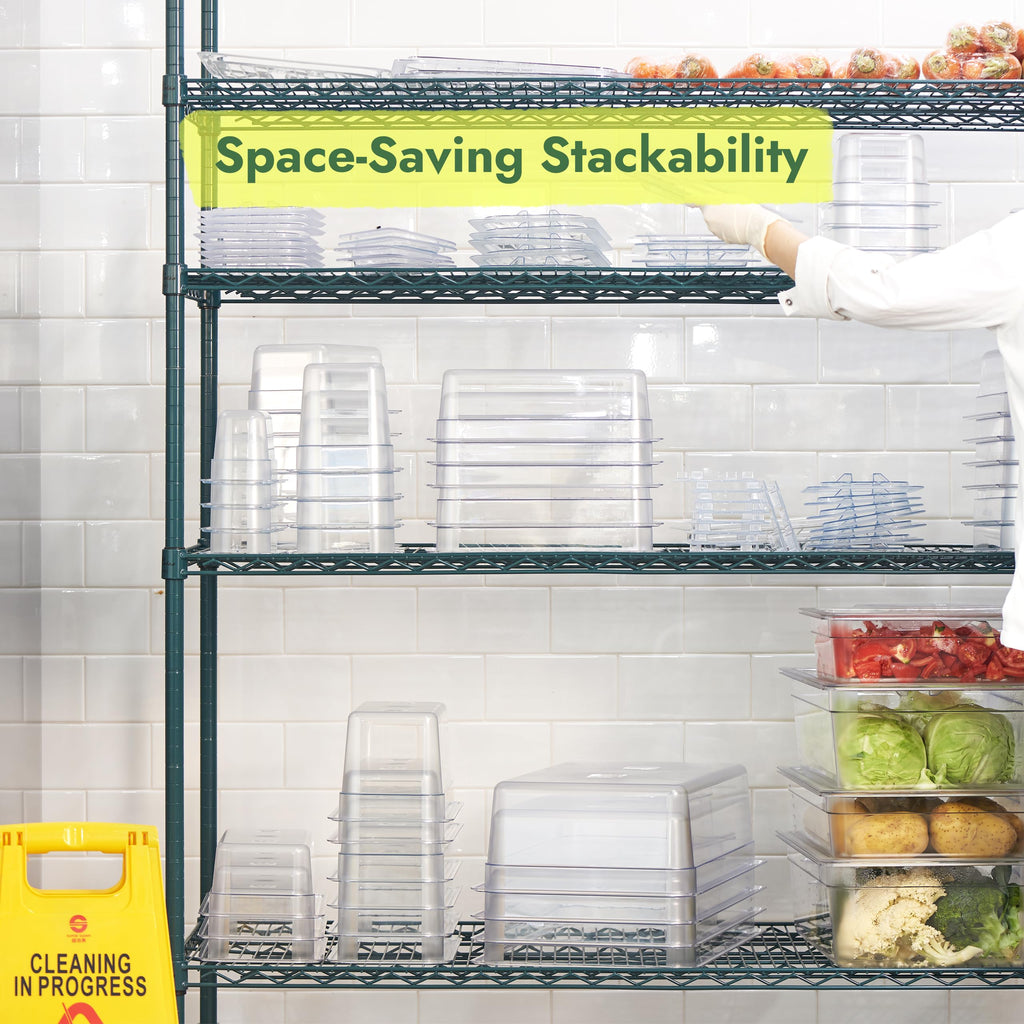 CURTA 6-Pack 1/6 Size 4" Deep NSF Polycarbonate Food Pans with Handled Lids & Drain Trays | Dishwasher & Freezer Safe Clear Container for Prep Tables, Buffet, Salad Bar, Commercial & Home Kitchen