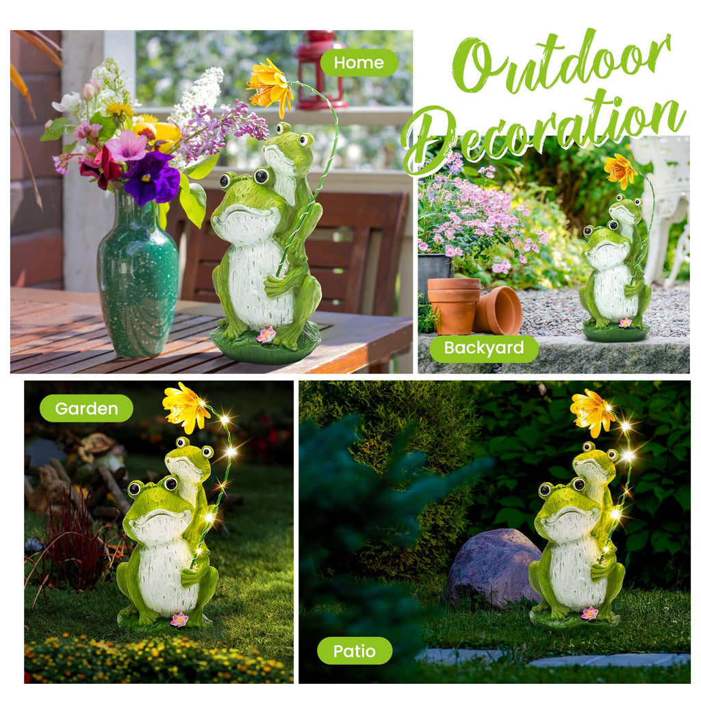 GIGALUMI Solar Garden Statues, Loving Frog Garden Decor