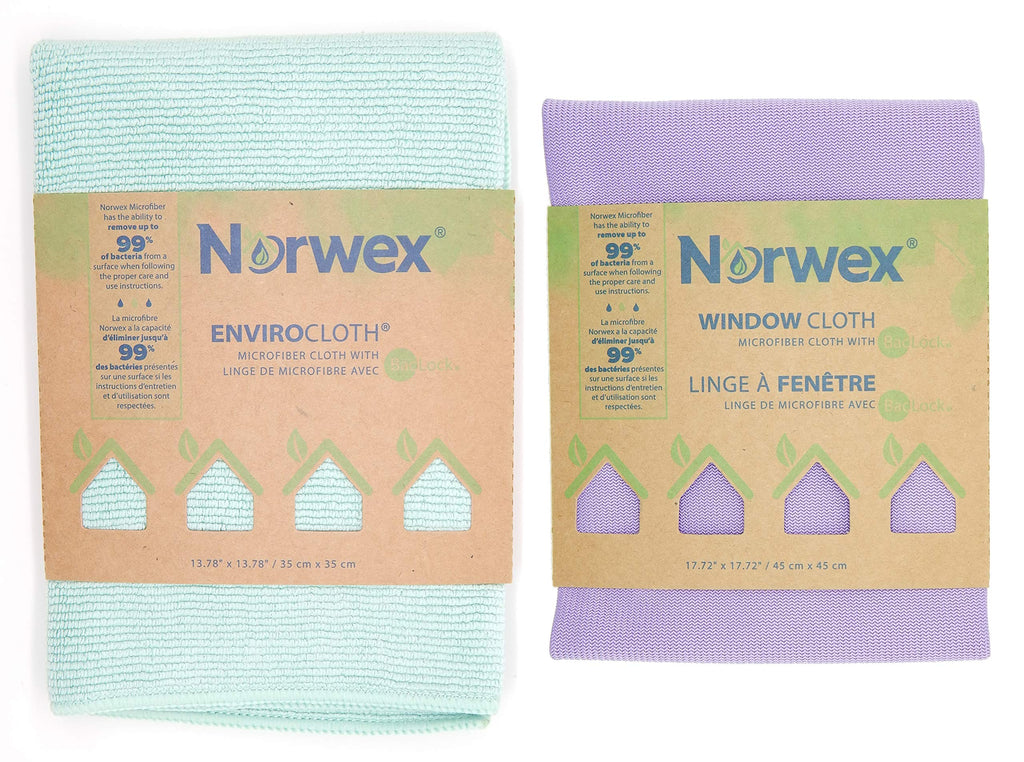 Norwex Basic Package - Microfiber - Glass Window Cleaning Cloth and Household Enviro Dusting Cloth Colors May Vary