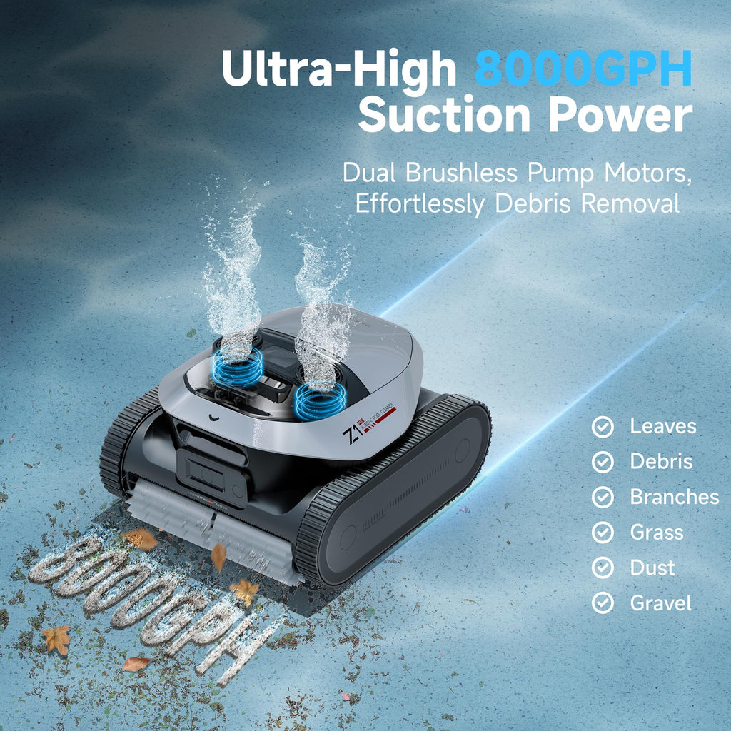 DREAME Z1 Pro Cordless Robotic Pool Cleaner, LiFi & APP Control, 8000 GPH Suction, Wall & Waterline Cleaning, UP to 180+ min, Auto-Retrieval, Automatic Pool Vacuum for Above & In-Ground Pools
