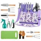 Grenebo Gardening Tools Set, 11-Piece Rust-Proof Kit with Bag, Purple