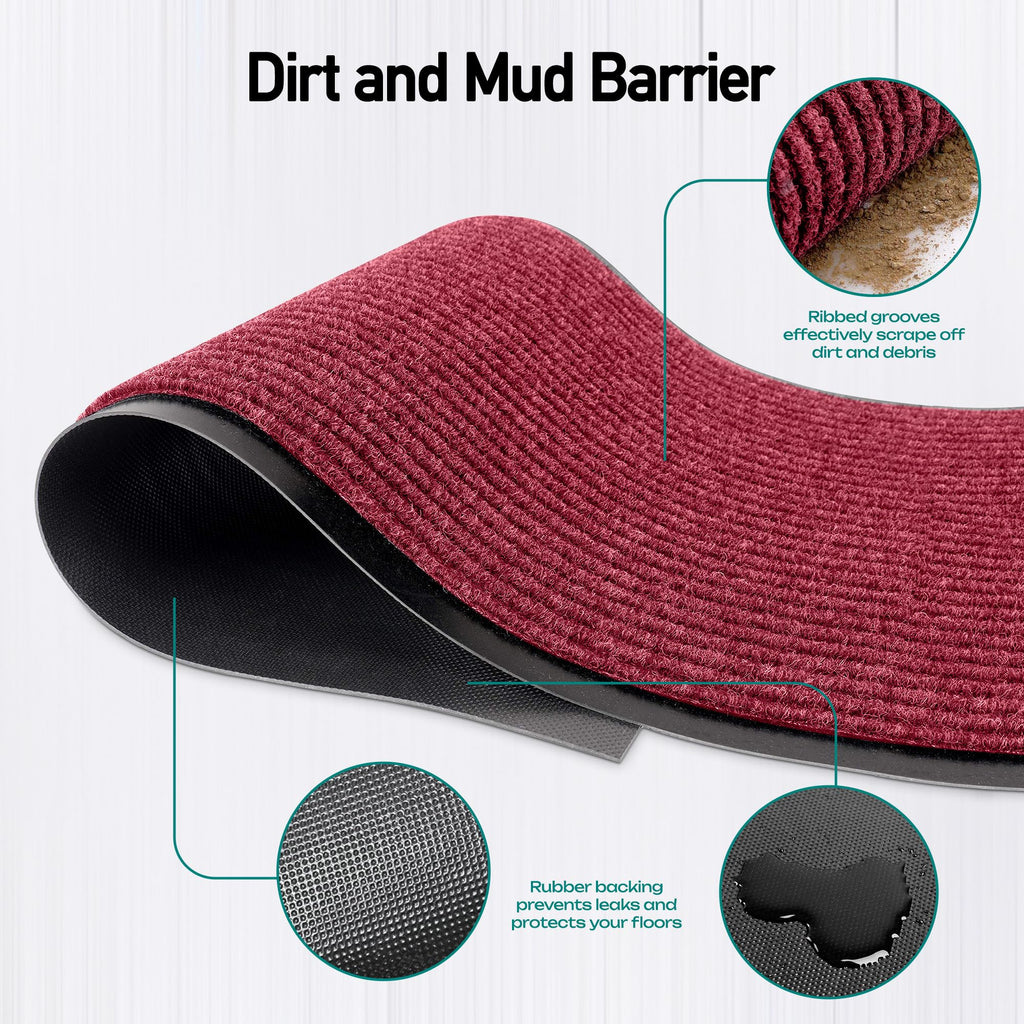 MaxMat® Extra Large Commercial Door Mat, Rubber Border Heavy Duty Door Mat, Waterproof, Low-Profile, Easy to Clean, Rubber Entry Mat. (Red, 3 x 5 Feet)
