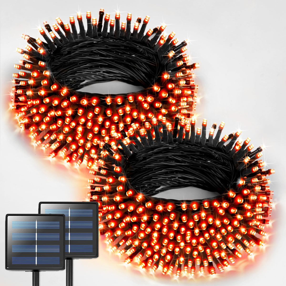 JMEXSUSS 2 Pack Solar Halloween Lights, Total 151FT 400 LED, Orange