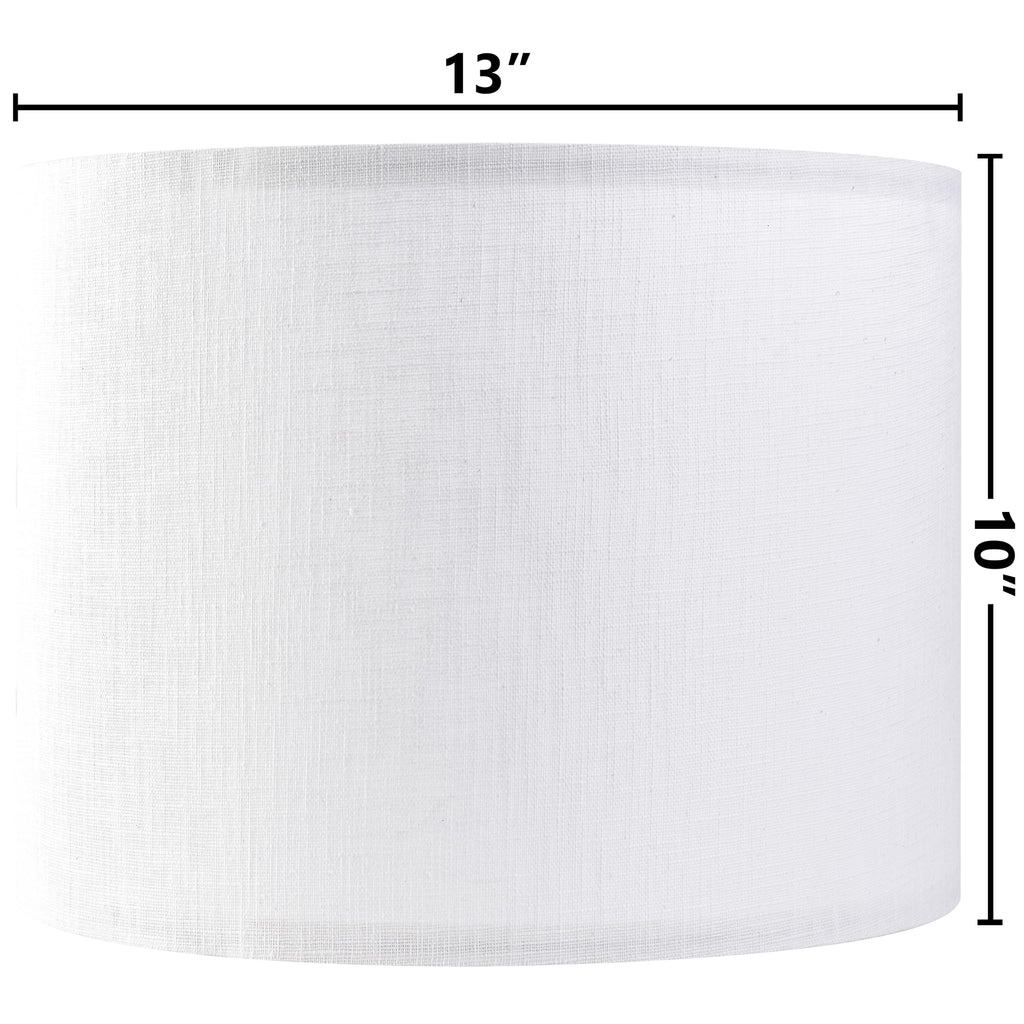 GO&SO White Textured Drum lampshade Medium Lamp Shade 13" Top x 13" Bottom x 10" High (Spider) Modern Linen Lamp Shades for Table Lamp Bedside Lamp Natural Linen Replacement Assembly is Required