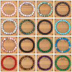 JEWPARK 16PCS Semi-Precious Gemstone Beaded Bracelets for Women